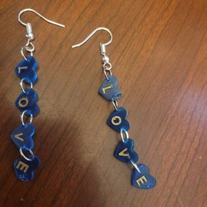 Blue heart shaped love earrings